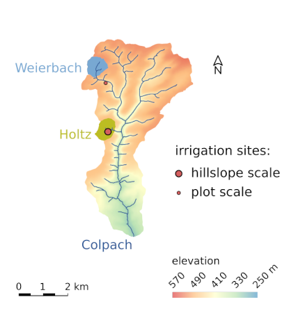 Map of the Colpach watershed